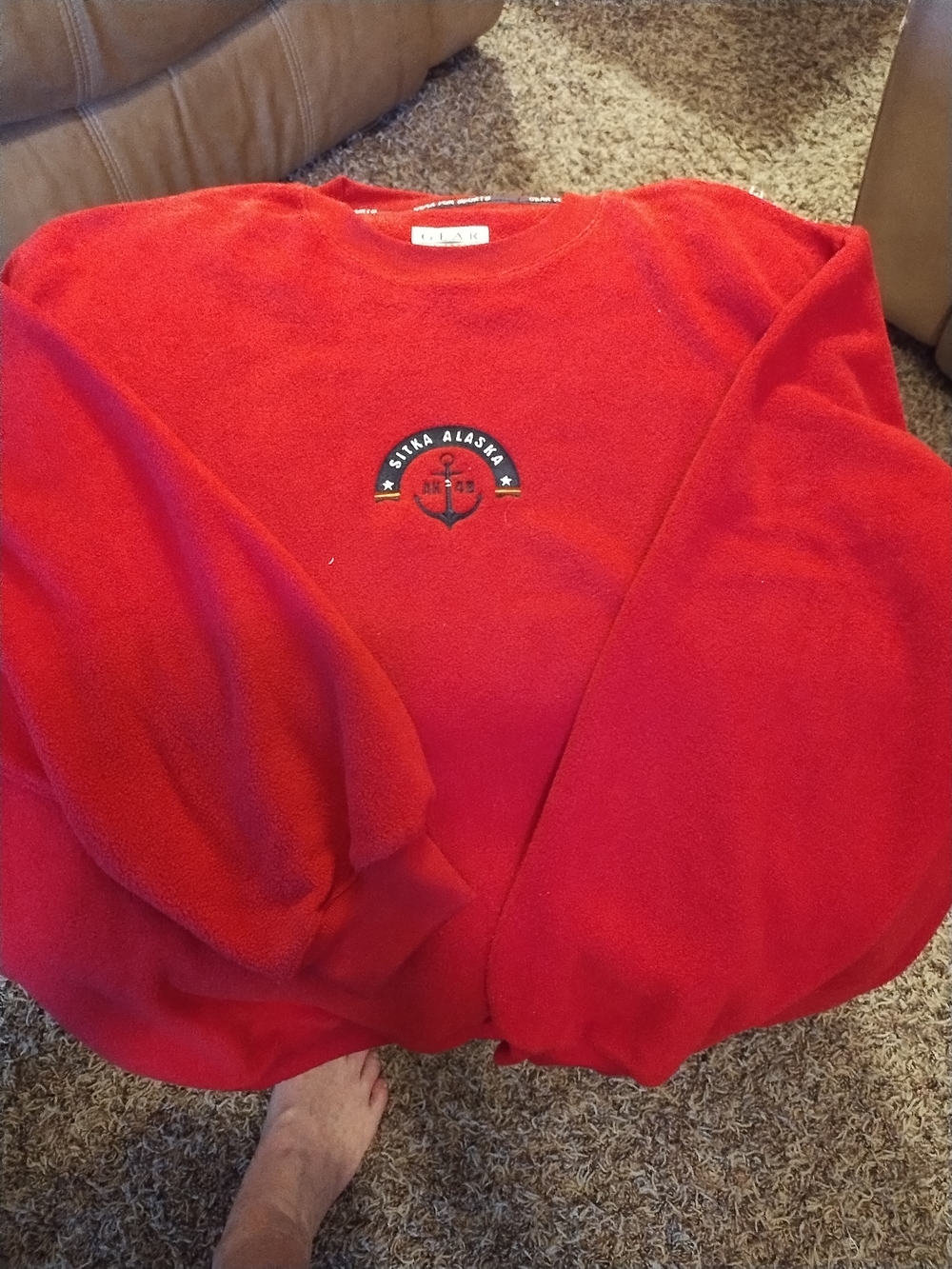 Red Crewneck Fleece Sweater -